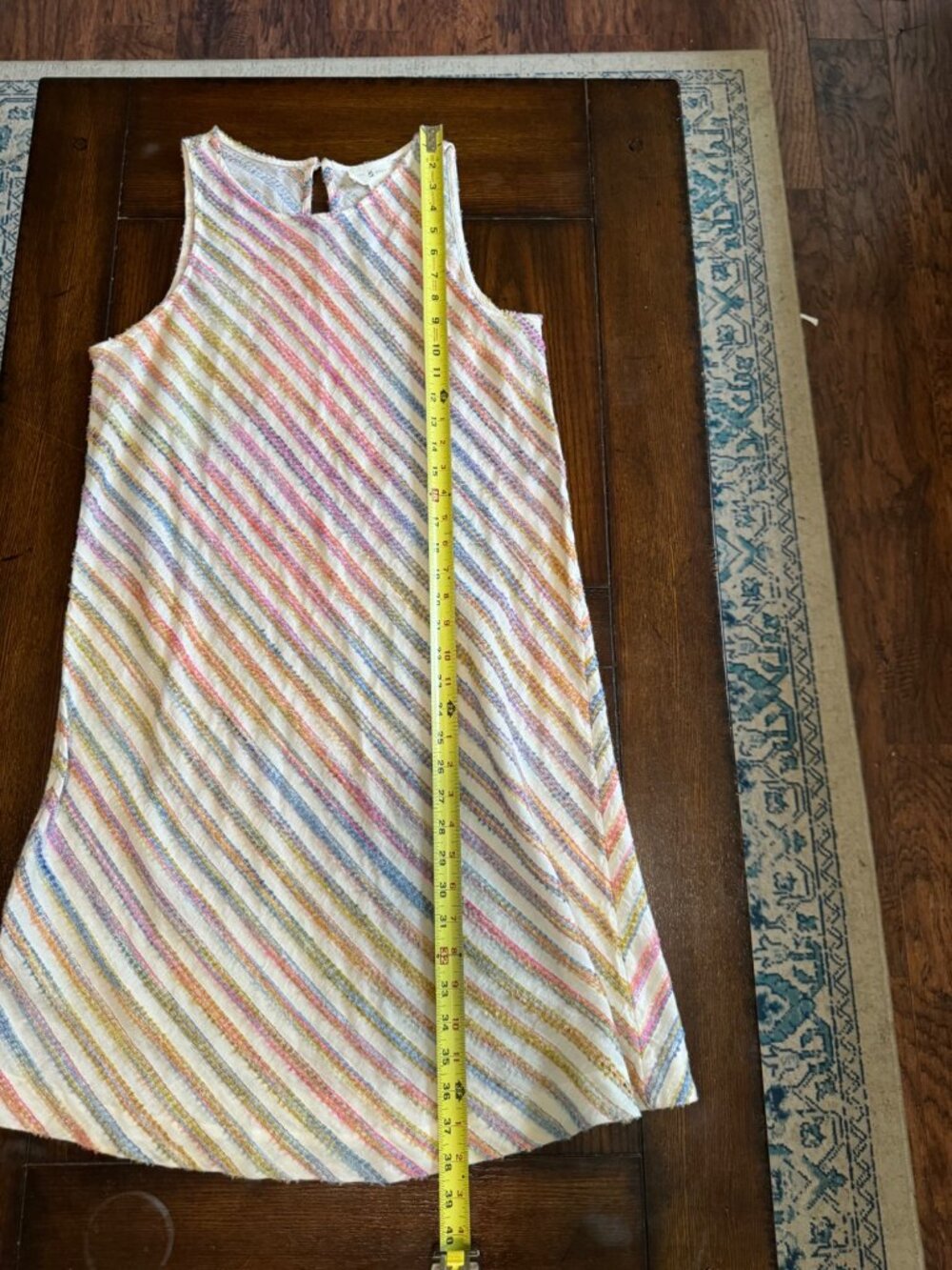 Lou & Grey Dress Diagonal Rainbow Stripe Sleeveless Sundress Small Summer - Picture 6 of 11